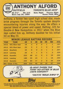 2017 Topps Heritage #690 Anthony Alford Back