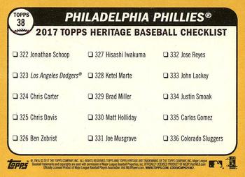2017 Topps Heritage #38 Philadelphia Phillies Back