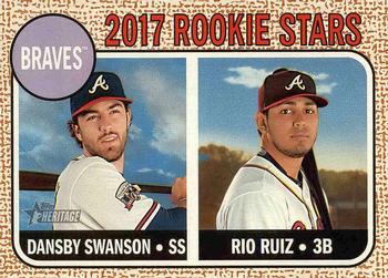 2017 Topps Heritage #76 Braves 2017 Rookie Stars (Dansby Swanson / Rio Ruiz) Front