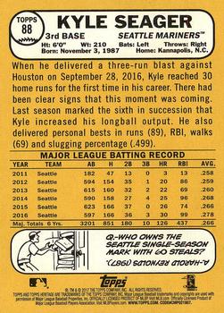 2017 Topps Heritage #88 Kyle Seager Back