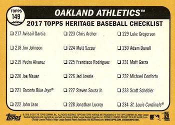 2017 Topps Heritage #149 Oakland Athletics Back