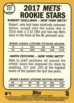2017 Topps Heritage #177 Mets 2017 Rookie Stars (Robert Gsellman / Gavin Cecchini) Back