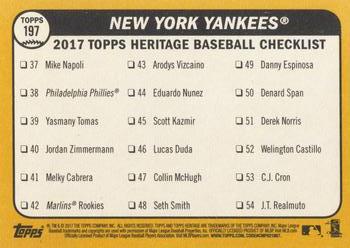 2017 Topps Heritage #197 New York Yankees Back