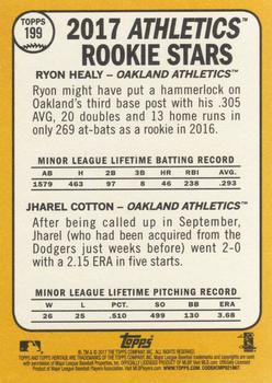 2017 Topps Heritage #199 Athletics 2017 Rookie Stars (Ryon Healy / Jharel Cotton) Back