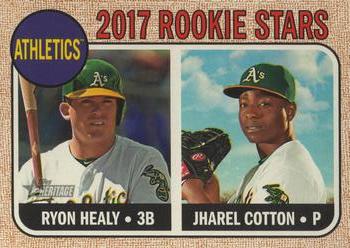 2017 Topps Heritage #199 Athletics 2017 Rookie Stars (Ryon Healy / Jharel Cotton) Front
