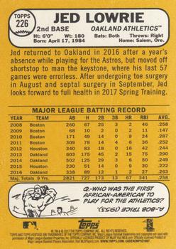 2017 Topps Heritage #226 Jed Lowrie Back