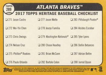 2017 Topps Heritage #289 Atlanta Braves Back