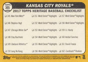 2017 Topps Heritage #305 Kansas City Royals Back
