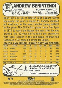 2017 Topps Heritage #314 Andrew Benintendi Back