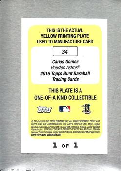 2016 Topps Bunt - Printing Plate Yellow #34 Carlos Gomez Back