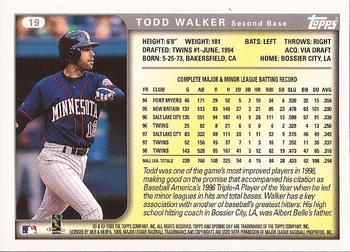 1999 Topps Opening Day #19 Todd Walker Back