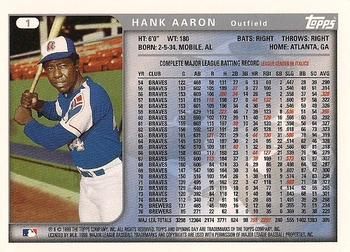 1999 Topps Opening Day #1 Hank Aaron Back