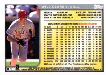 1999 Topps Opening Day #6 Will Clark Back