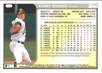 1999 Topps Opening Day #18 Kenny Rogers Back