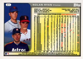 1999 Topps Opening Day #21 Nolan Ryan Back