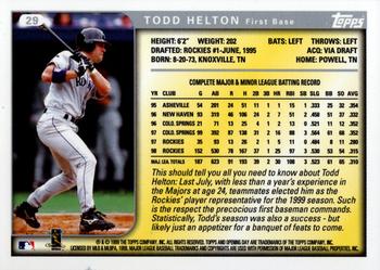 1999 Topps Opening Day #29 Todd Helton Back