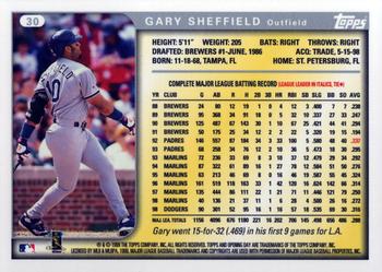 1999 Topps Opening Day #30 Gary Sheffield Back