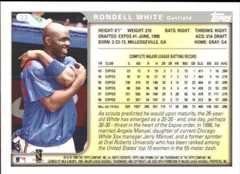 1999 Topps Opening Day #33 Rondell White Back
