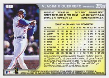 1999 Topps Opening Day #34 Vladimir Guerrero Back
