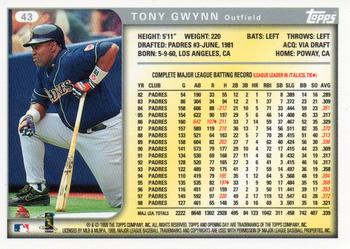 1999 Topps Opening Day #43 Tony Gwynn Back