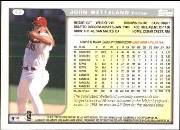 1999 Topps Opening Day #46 John Wetteland Back