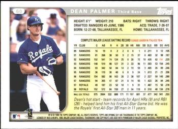 1999 Topps Opening Day #60 Dean Palmer Back