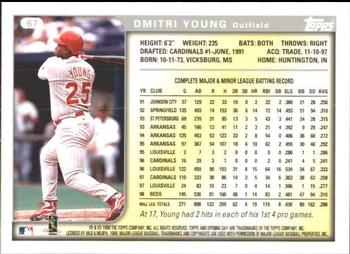 1999 Topps Opening Day #67 Dmitri Young Back