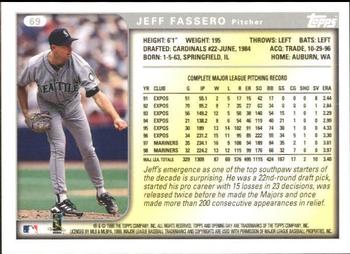 1999 Topps Opening Day #69 Jeff Fassero Back