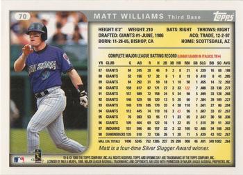 1999 Topps Opening Day #70 Matt Williams Back