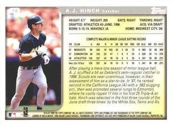 1999 Topps Opening Day #78 A.J. Hinch Back
