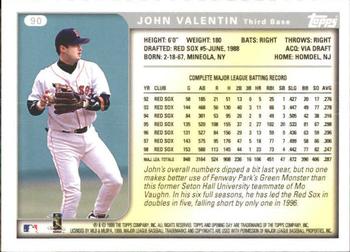 1999 Topps Opening Day #90 John Valentin Back