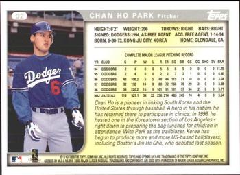 1999 Topps Opening Day #92 Chan Ho Park Back