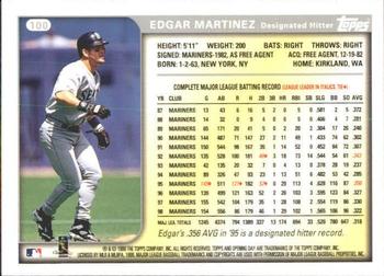 1999 Topps Opening Day #100 Edgar Martinez Back