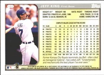 1999 Topps Opening Day #102 Jeff King Back