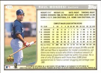 1999 Topps Opening Day #110 Raul Mondesi Back