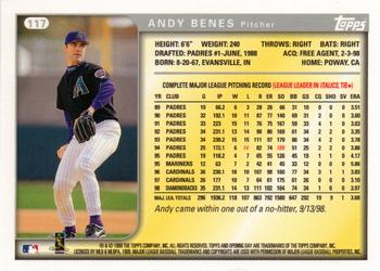 1999 Topps Opening Day #117 Andy Benes Back