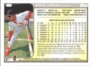 1999 Topps Opening Day #126 Brian Jordan Back
