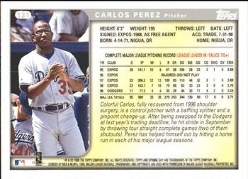 1999 Topps Opening Day #131 Carlos Perez Back
