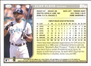 1999 Topps Opening Day #136 Cliff Floyd Back