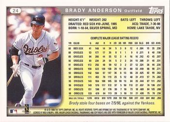 1999 Topps Opening Day #24 Brady Anderson Back