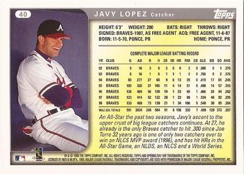 1999 Topps Opening Day #40 Javy Lopez Back