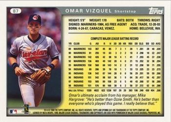 1999 Topps Opening Day #87 Omar Vizquel Back