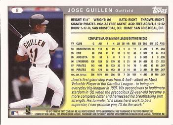 1999 Topps Opening Day #8 Jose Guillen Back