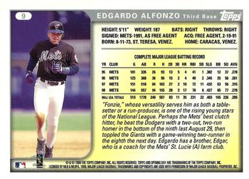 1999 Topps Opening Day #9 Edgardo Alfonzo Back