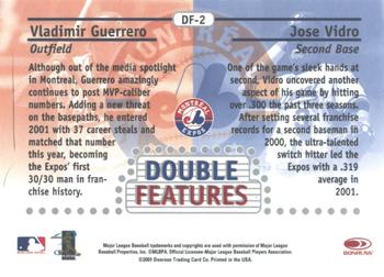 2002 Donruss Fan Club - Double Features #DF-2 Vladimir Guerrero / Jose Vidro  Back