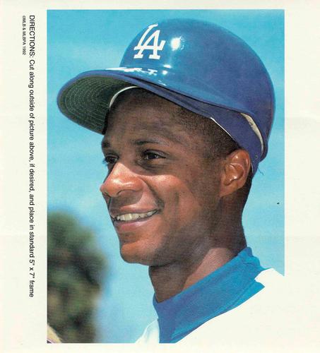 1992 High 5 Reusable Decals - Decal Panels #NNO Los Angeles Dodgers Team Panel (Brett Butler / Lenny Harris / Ramon Martinez / Eddie Murray / Darryl Strawberry / Los Angeles Dodgers Logo) Back
