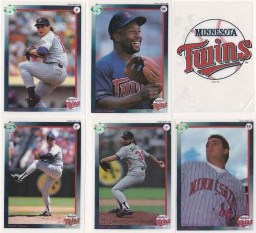 1992 High 5 Reusable Decals - Decal Panels #NNO Minnesota Twins Team Panel (Rick Aguilera / Scott Erickson / Kent Hrbek / Kirby Puckett / Kevin Tapani / Minnesota Twins Logo) Front