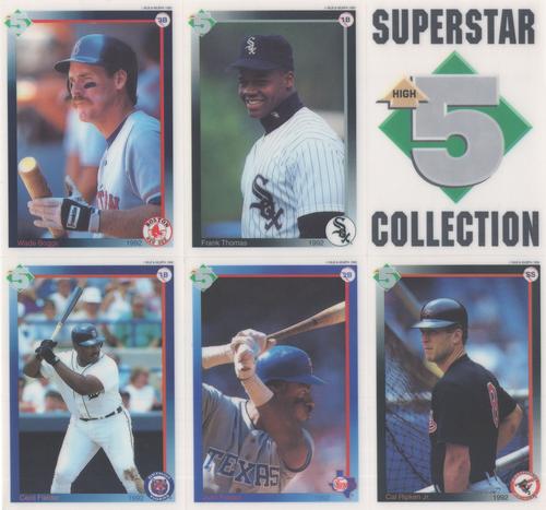 1992 High 5 Reusable Decals - Decal Panels #NNO American League Infielders Panel (Wade Boggs / Cecil Fielder / Julio Franco / Cal Ripken Jr. / Frank Thomas / High 5 Logo) Front