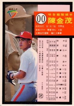 1992 Chiclets CPBL #262 Chin-Mou Chen Back