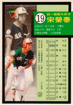 1992 Chiclets CPBL #274 Jung-Tai Sung Back